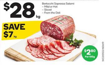 Woolworths Bertocchi sopressa salami offer