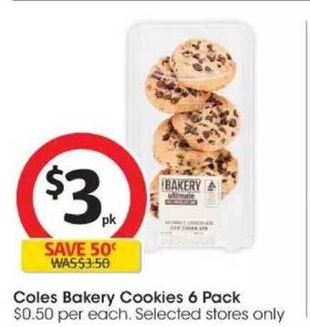 Coles Coles bakery cookies 6 pack offer