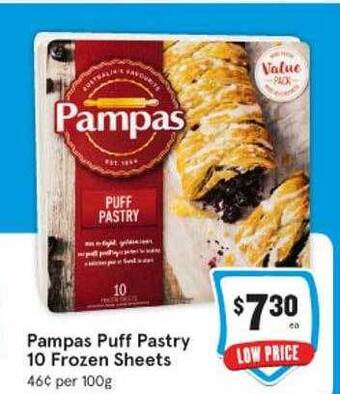 IGA Pampas puff pastry 10 frozen sheets offer