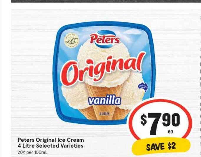 Peters original ice cream 4 litre offer at IGA