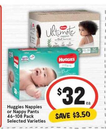 IGA Huggies nappies or nappy pants offer