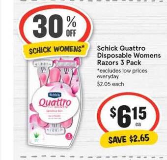 IGA Schick quattro disposable womens razors offer