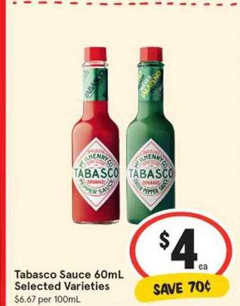 IGA Tabasco sauce 60ml offer
