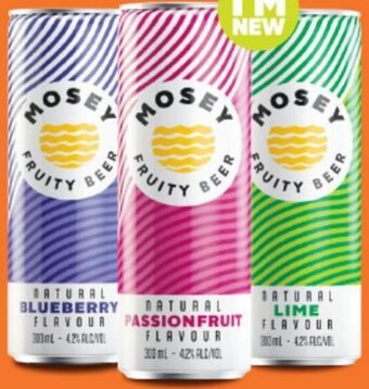 BWS Mosey Fruity Beer Passionfruit Blueberry Or Lime 4x300ml offer