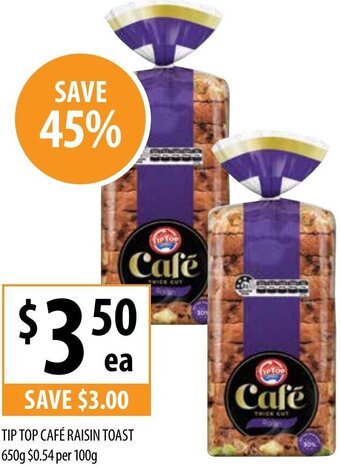 Supabarn Tip Top Café Raisin Toast 650g offer