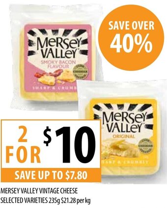 Supabarn Mersey Valley Vintage Cheese Selected Varieties 235g offer