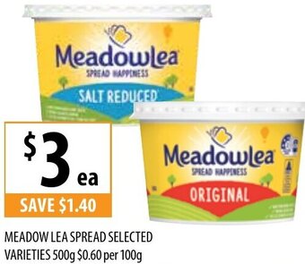 Supabarn Meadow Lea Spread Selected Varieties 500g offer