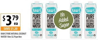 Supabarn Raw C Pure Natural Coconut Water 1 Litre offer