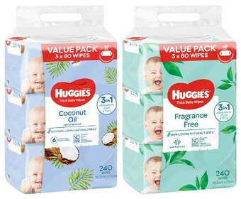 BIG W Huggies 3 x 80-Pack Wipes offer