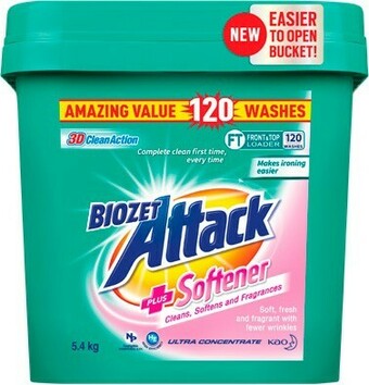 BIG W Biozet Attack Laundry Powder with Fabric Softener 5.4kg offer