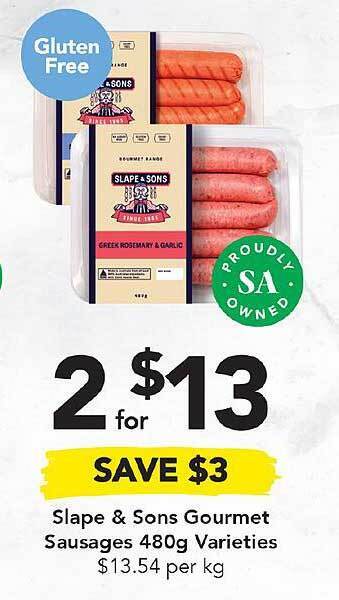 Drakes Slape & sons gourmet sausages offer