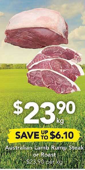 Drakes Australian lamb rump steak or roast offer