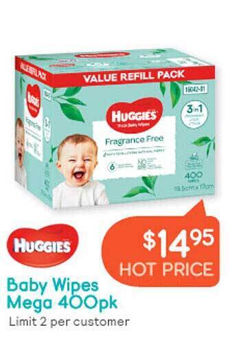 Baby Bunting Huggies baby wipes mega 400pk offer