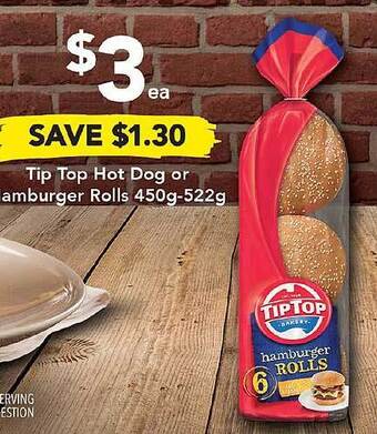 Drakes Tip top hot dog or hamburger rolls offer