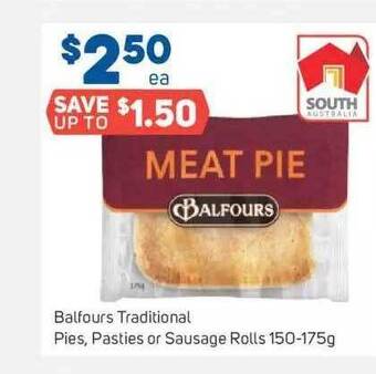 Foodland Balfours traditional pies, pasties or sausage rolls offer