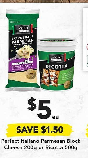 Drakes Perfect italiano parmesan block cheese or ricotta offer