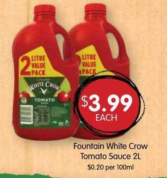 Spudshed Fountain white crow tomato sauce offer