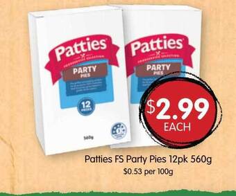 Spudshed Patties fs party pies 12pk offer