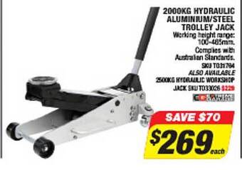2000kg hydraulic aluminium steel trolley jack