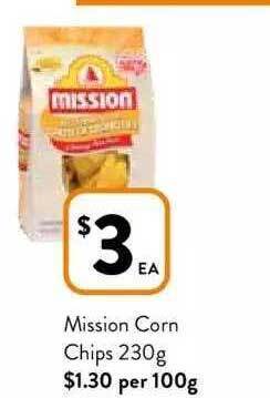 Foodworks Mission corn chips offer
