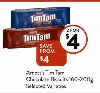 Foodworks Arnott's tim tam chocolate biscuits selected varieties offer