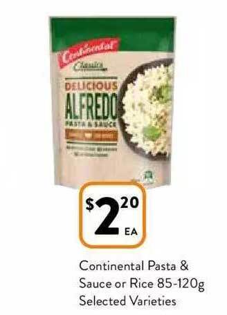 Foodworks Continental pasta & sauce or rice selected varieties offer