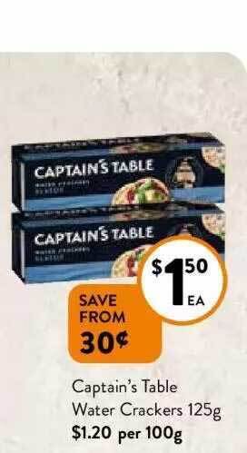 Foodworks Captain's table water crackers offer