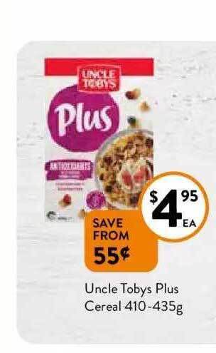 Foodworks Uncle tobys plus cereal offer