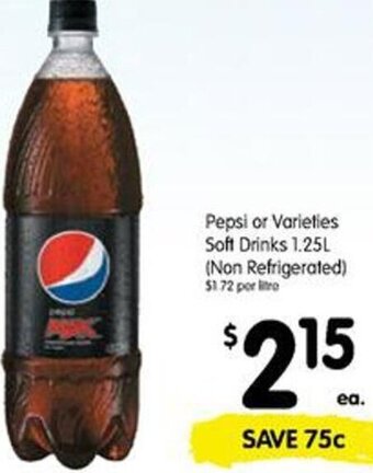 Spar Pepsi or Varieties Soft Drinks 1.25L offer