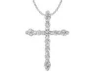 Shiels 9ct White Gold Diamond Cross Pendant with 11 Brilliant Cut Diamonds offer