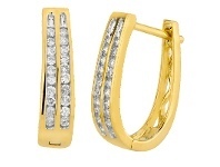 Shiels 9ct Yellow Gold 1/4 Carat Diamond Double Row Hoop Earrings offer