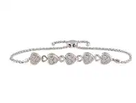 Shiels Silver Heart Bracelet with 15 Diamonds offer