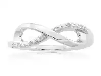 Shiels Sterling Silver 0.02 Carat Diamond Infinity Ring with 6 Brilliant Cut Diamonds offer