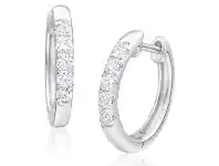 Shiels Flawless Cut 9ct White Gold Diamond Hoop Earrings with 5 Diamonds Each (TW=20pt) offer