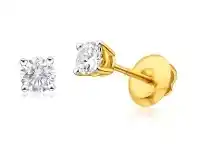 Shiels 18ct Yellow Gold Screwback Stud Earrings with 0.5 Carats of Diamonds offer