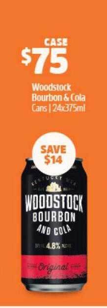 BWS Woodstock bourbon & cola cans offer