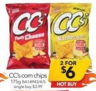 Cheap as Chips Cc's corn chips offer