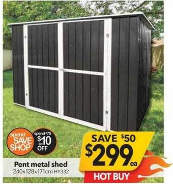Cheap as Chips Pent metal shed offer