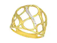 Shiels 9ct Yellow Gold Diamond Infinity Ring with 13 Brilliant Diamonds offer