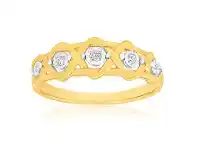 Shiels 9ct Yellow Gold Diamond Ring with 5 Brilliant Cut Diamonds offer