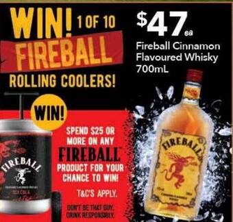 Ritchies Fireball cinnamon flavoured whisky offer