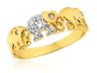 Shiels 9ct Yellow Gold Elephant Diamond Ring offer