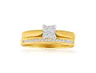 Shiels 9ct Yellow Gold 2 Ring Bridal Set with 22 Diamonds Totalling 0.25 Carats offer