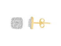 Shiels 9ct Yellow Gold 1/2 Carat Diamond Studs with 2 Princess and 48 Brilliant Diamonds offer