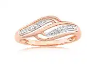Shiels 9ct Rose Gold Diamond Ring with 4 Brilliant Cut Diamonds offer