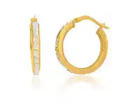 Shiels 9ct Yellow Gold Silver Filled Diamond Cut 15mm Hoops Earrings offer