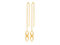 Shiels 9ct Yellow Gold Silver Filled Infinity Thread Drop Earrings offer