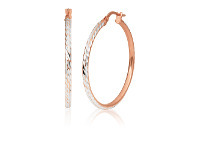 Shiels 9ct Rose Gold Silver Filled 2x30mm Fancy Hoop Earrings offer