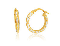 Shiels 9ct Yellow Gold Silver Filled Criss Cross Diamond Cut 15mm Hoops Earrings offer