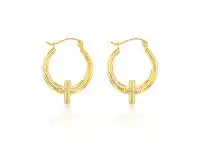 Shiels 9ct Yellow Gold Silverfilled Cross on 13mm Hoop offer